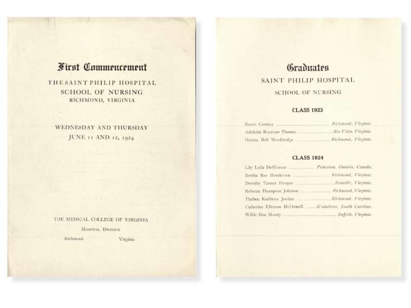 pages from the graduation program for the 1924 commencement ceremony