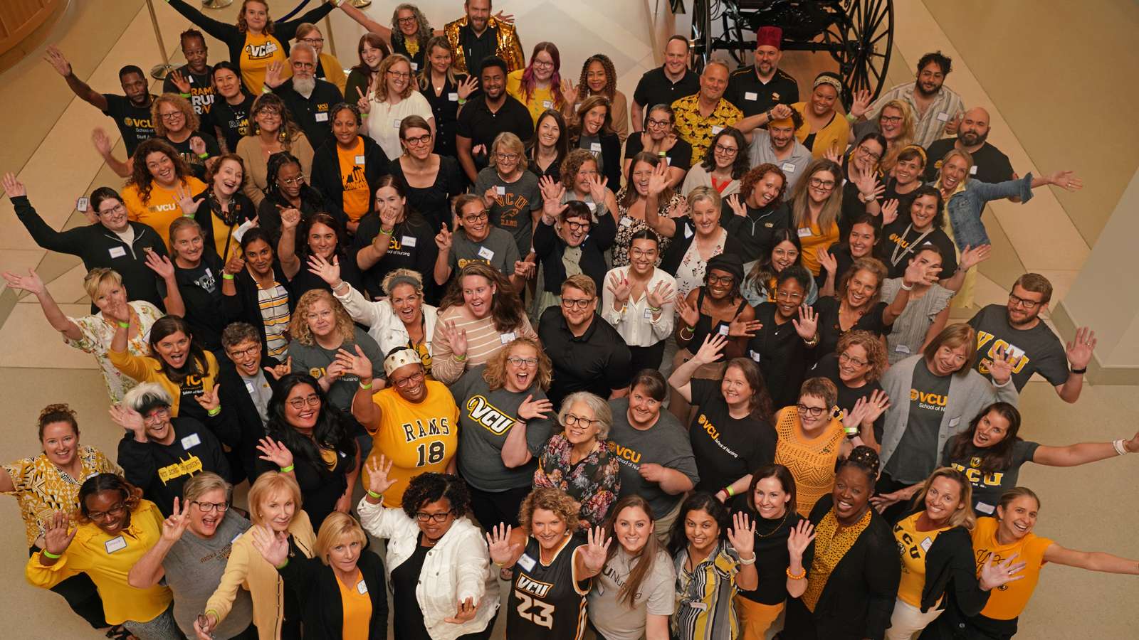 v.c.u. school of nursing faculty and staff wearing black and yellow